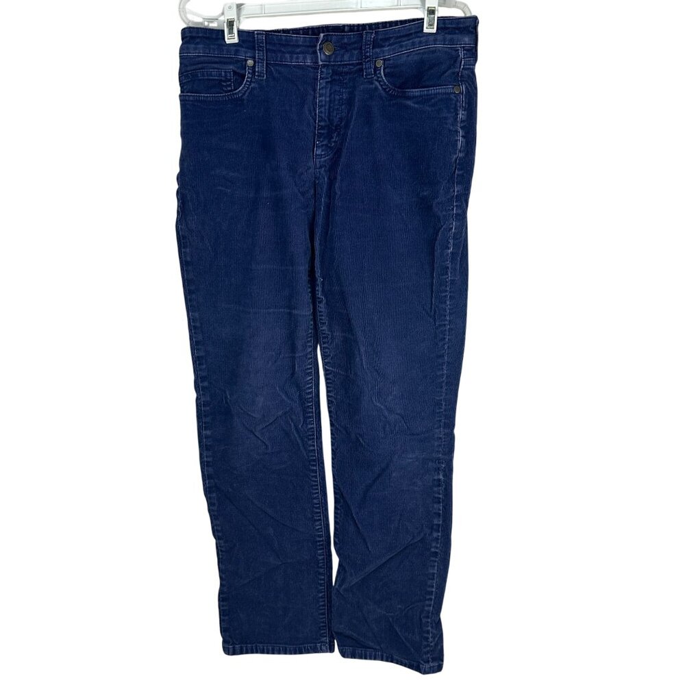 Lands End Womens Mid Rise Straight Corduroy Pants Size 8 Blue Cotton Spandex